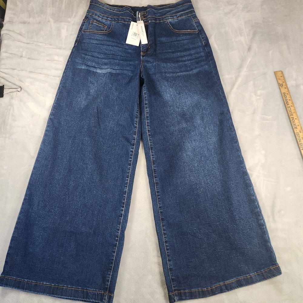 Roswear Women's Wide Leg Jeans Casual High Waisted Stretch Baggy Loose Denim XL